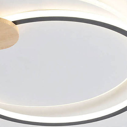 Nordic Simple Round Ring Aluminum Wood LED Flush Mount Ceiling Light