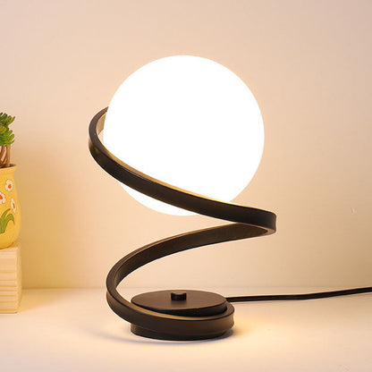 Modern Minimalist Curved Shape Ball Iron Acrylic LED Table Lamp