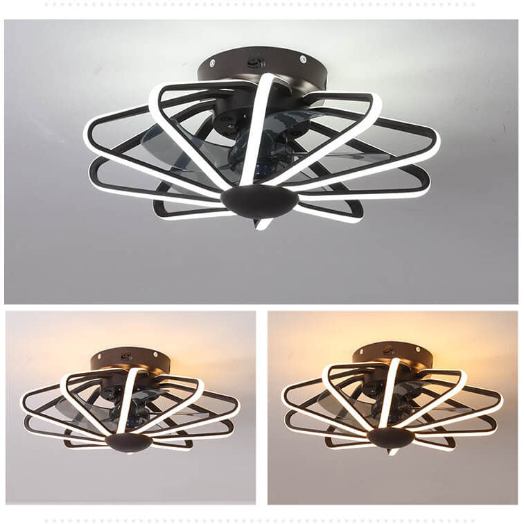 Nordic Cage Shape LED Semi-Flush Mount Ceiling Fan Light