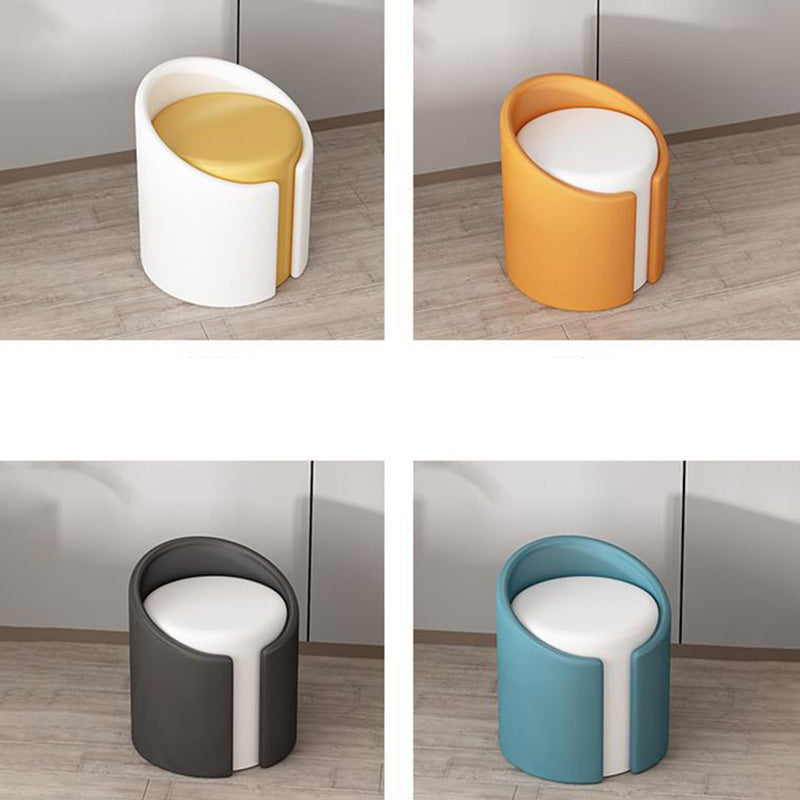 Modern Minimalist PU Leather Wood Sponge Round Cylinder Vanity Stool Backrest For Bedroom