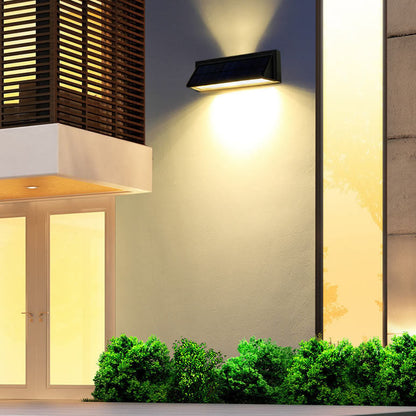 Outdoor Solar Waterproof Rectangular Slant LED Patio Wall Sconce Lamp
