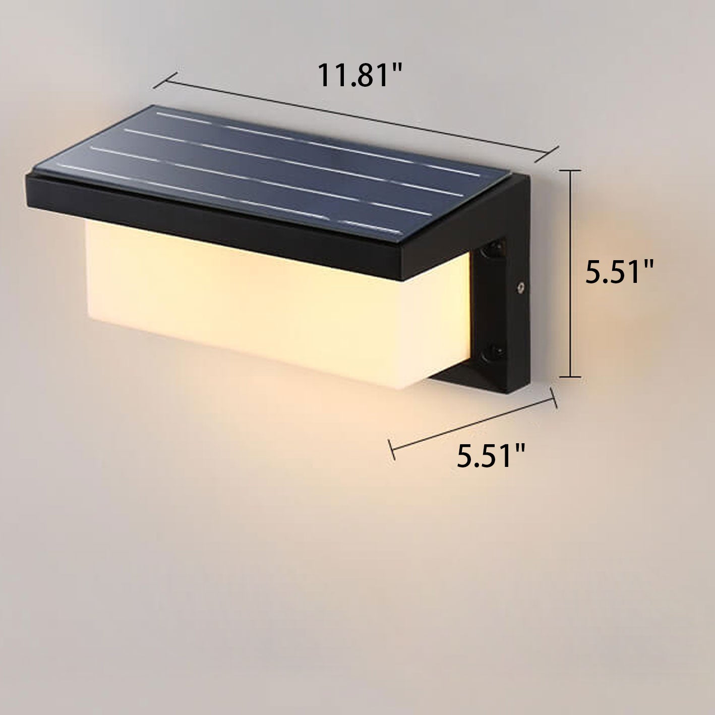 مصباح حائط LED خارجي مقاوم للماء بتصميم هندسي مربع حديث يعمل بالطاقة الشمسية 