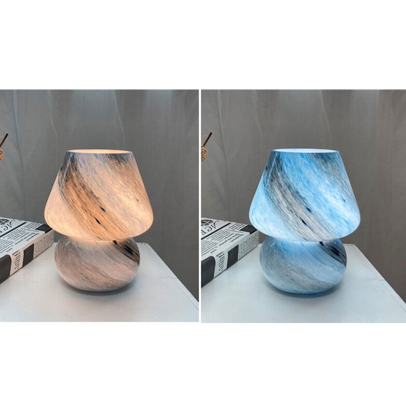 Creative Handmade Glass Planet Design Mushroom 1-Light Table Lamp