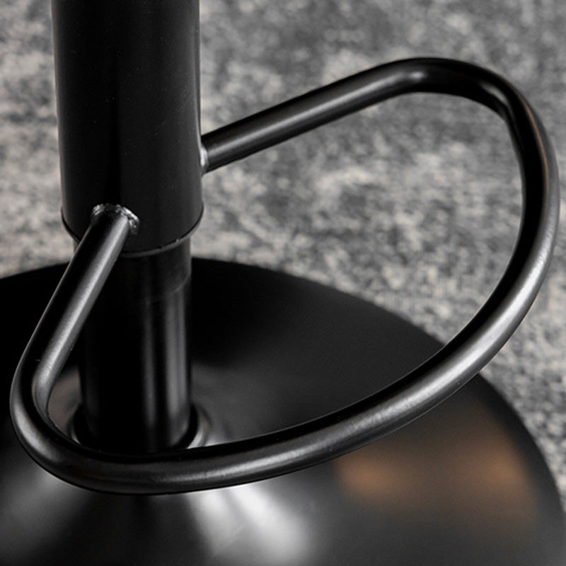 Contemporary Nordic Round Base Rectangle Cushion Nappa Leather Foam Metal Frame Bar Stool Backrest For Dining Room