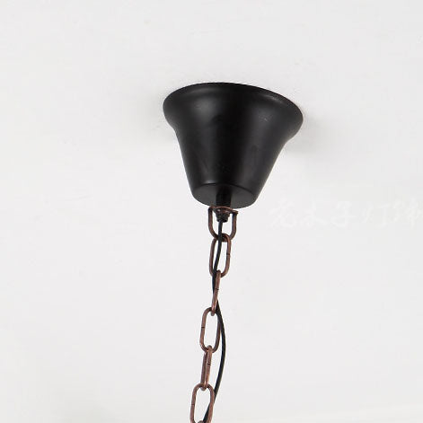 Traditional Rustic Wood Trapezoidal Shade Iron Chain 1-Light Pendant Light For Dining Room