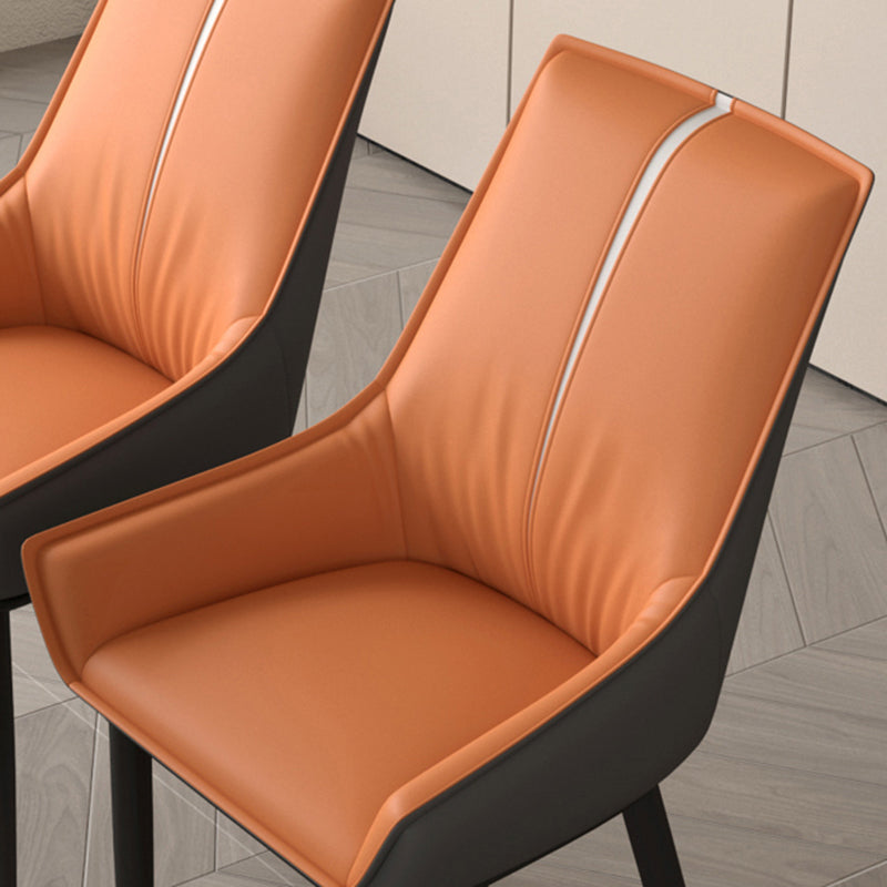 Contemporary Nordic Square Faux Leather Upholstered Dining Chair Backrest Armrest For Dining Room