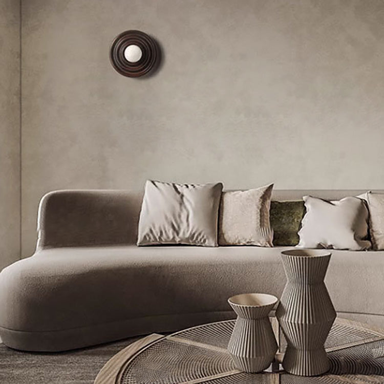 مصباح حائطي لغرفة النوم مزود بحلقة نمو خشبية من Wabi-Sabi اليابانية التقليدية مع غطاء كرة زجاجية 