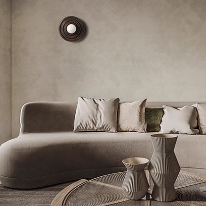 مصباح حائطي لغرفة النوم مزود بحلقة نمو خشبية من Wabi-Sabi اليابانية التقليدية مع غطاء كرة زجاجية 
