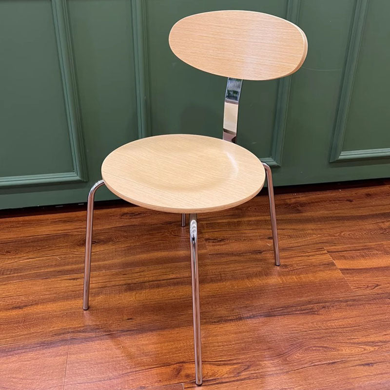 Contemporary Nordic Wood Stainless Steel Round Dining Chair Backrest For Dining Room