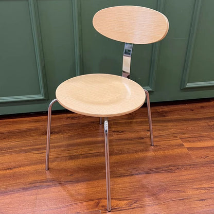 Contemporary Nordic Wood Stainless Steel Round Dining Chair Backrest For Dining Room