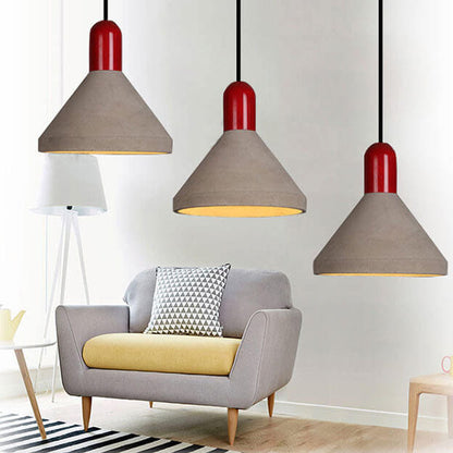 Industrial Style Solid Wood Cement 1-Light Pendant Light