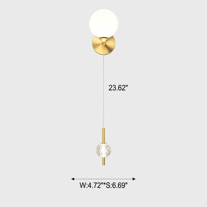Modern Minimalist Copper Crystal 1-Light Wall Sconce Lamp