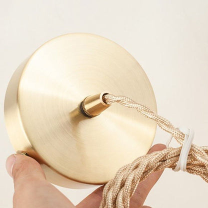 Traditional Japanese Brass Glass Pumpkin Shade 1-Light Pendant Light For Living Room