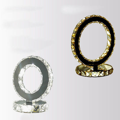 Luxury Crystal Round Stainless Steel LED Table Lamp