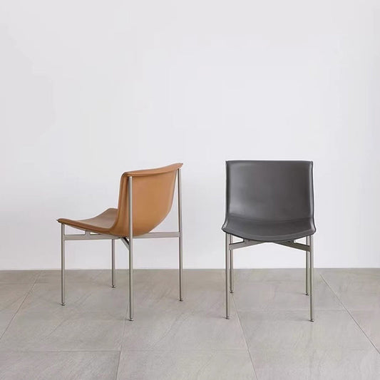 Modern Minimalist Square Cushion Microfiber Leather Stainless Steel High Resilience Sponge Dining Chair Backrest For Dining Room