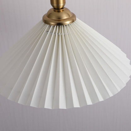 Contemporary Scandinavian Cone Plated Metal Fabric 1-Light Pendant Light For Living Room