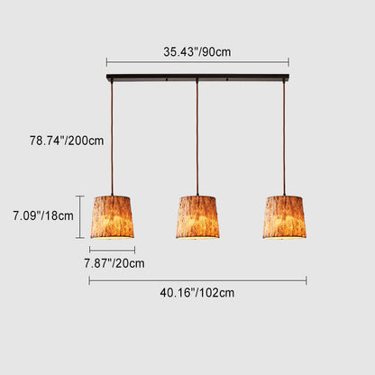 Traditional Japanese Resin Iron Copper House Cylinder 1/3 Light Island Light Chandelier For Dining Room