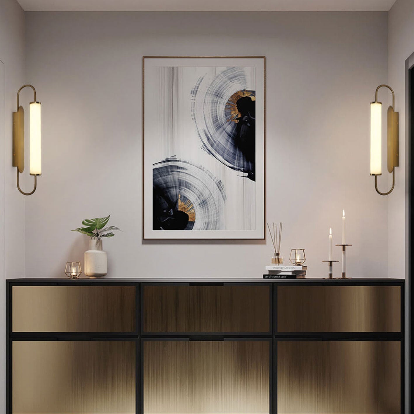 Modern Light Luxury Column Curved Arm LED Wall Sconce Lamp