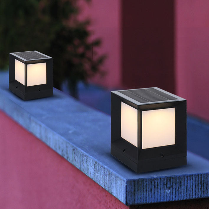 Modern Simple Solar Quadrupole Waterproof Outdoor Garden Column Post Head Light