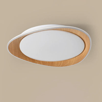 Modern Minimalist Wood Grain Pebble LED Flush Mount Ceiling Light