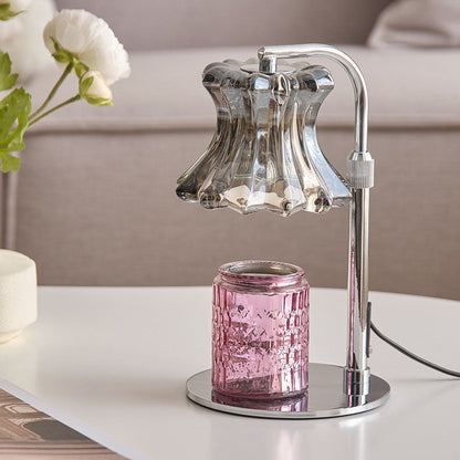Modern Minimalist Floral Round Base Iron Glass 1-Light Aromatherapy Melting Wax Table Lamp For Bedroom