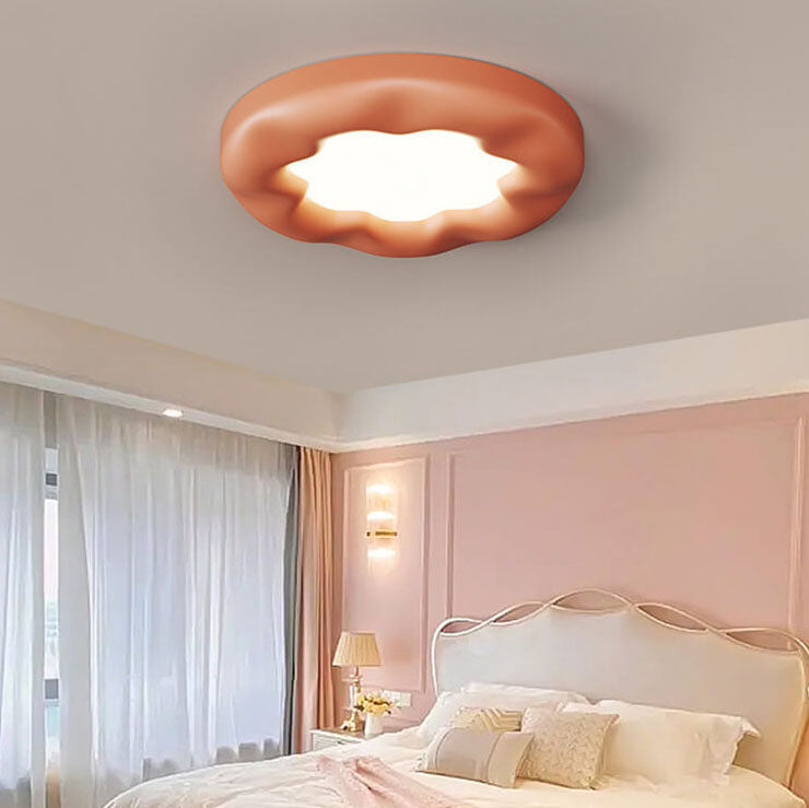 Modern Cream Flower Design Resin Acrylic LED Flush Mount Ceiling Light