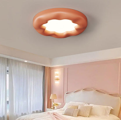 Modern Cream Flower Design Resin Acrylic LED Flush Mount Ceiling Light