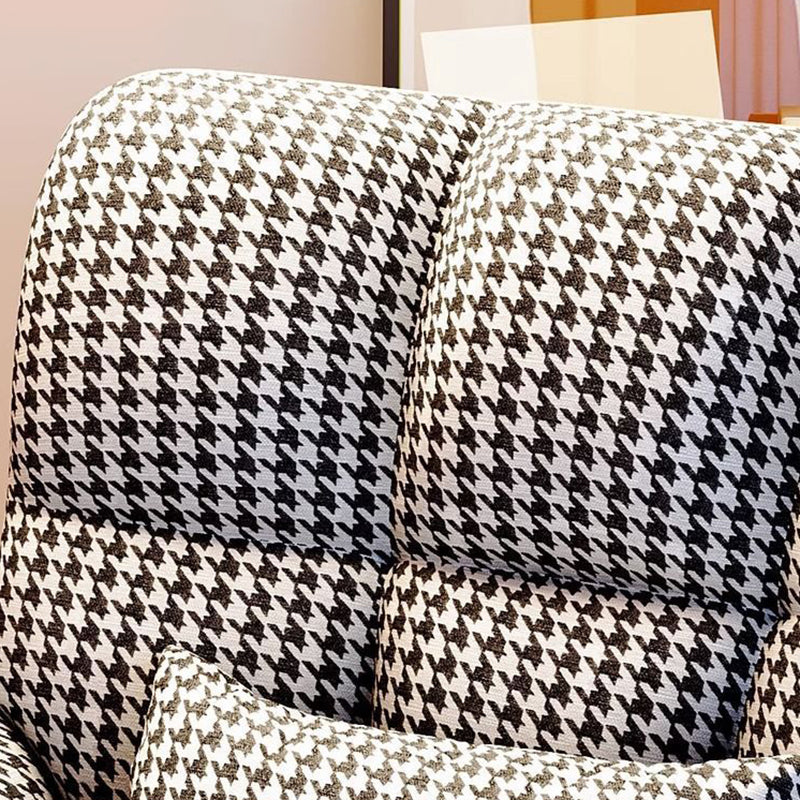 Contemporary Simplicity Houndstooth Flannel Upholstered Tapered Legs Vanity Stool Backrest Armrest For Bedroom