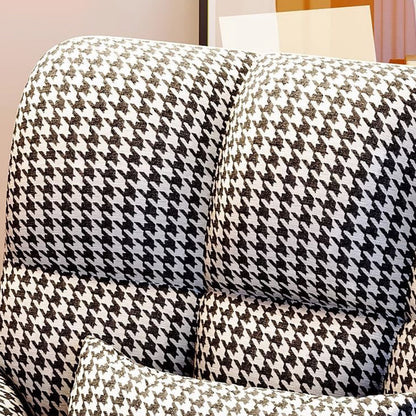 Contemporary Simplicity Houndstooth Flannel Upholstered Tapered Legs Vanity Stool Backrest Armrest For Bedroom