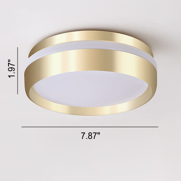 Nordic Minimalist Round Solid Gold Aluminum Acrylic LED Flush Mount Light