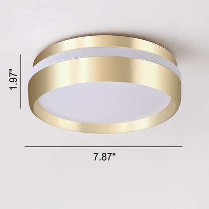 Nordic Minimalist Round Solid Gold Aluminum Acrylic LED Flush Mount Light