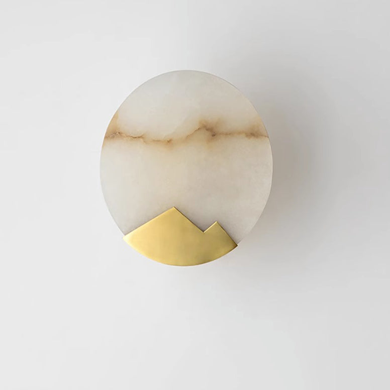 Modern Luxury Marble Round Shade Gold Finish Frame 1-Light Wall Sconce Lamp For Bedroom