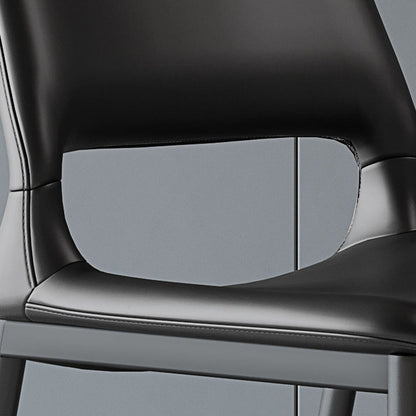 Modern Minimalist Rectangular Curved Seat Microfiber Leather Carbon Steel Dining Chair Backrest For Dining Room