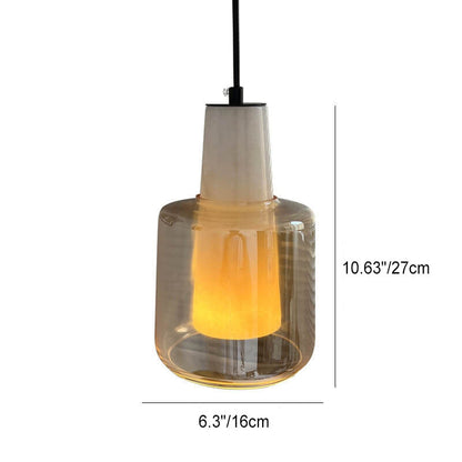 Nordic Minimalist Marble Glass Jar 1-Light Pendant Light