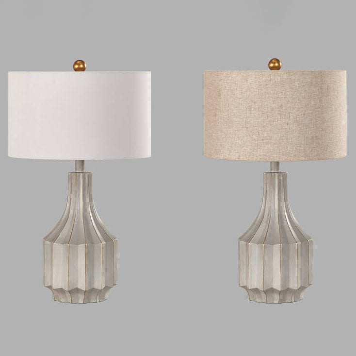 European Minimalist Solid Color Resin Fabric 1-Light Table Lamp