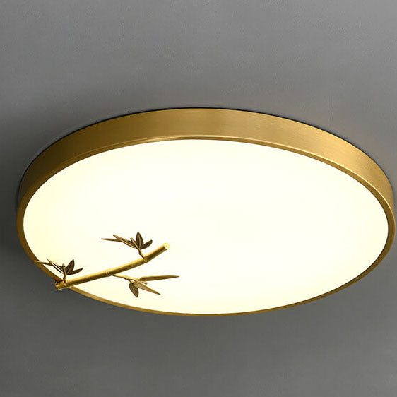Modern Round Bamboo Pattern LED Flush Mount Ceiling Light