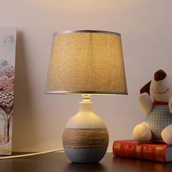 European Style Twine Fabric Ceramic Base 1-Light Table Lamp