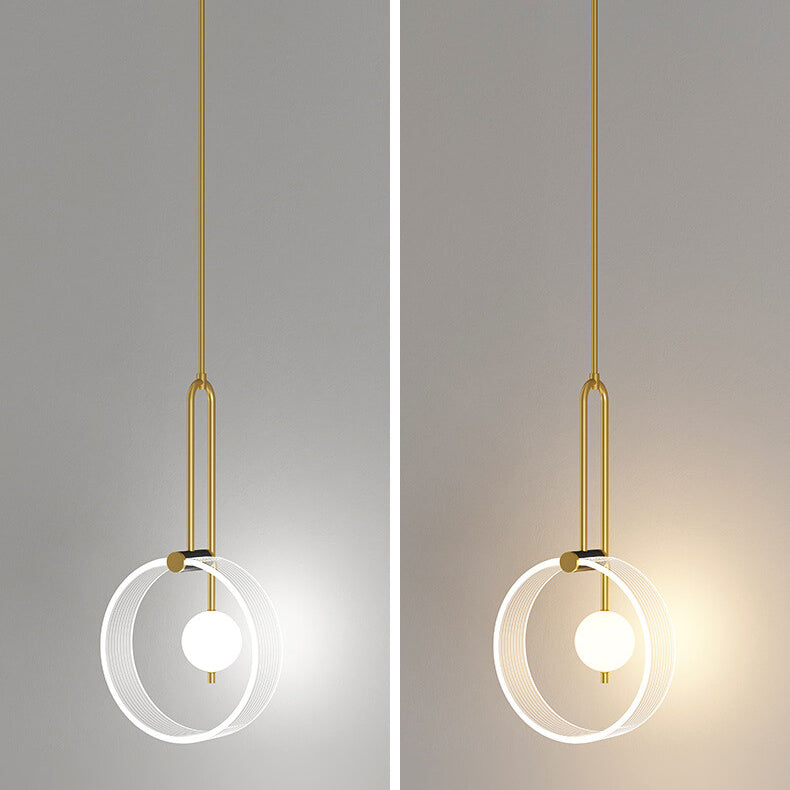 مصباح معلق LED طويل الخط بتصميم حلقة إبداعية فاخرة من Nordic Light 