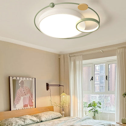 Contemporary Creative Iron Acrylic Round LED Flush Mount Ceiling Light For Bedroom