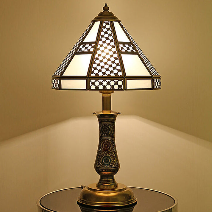 Modern Chinese Luxury Glass Copper 1-Light Table Lamp