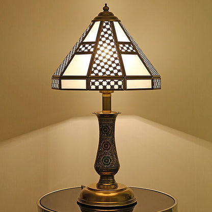 Modern Chinese Luxury Glass Copper 1-Light Table Lamp