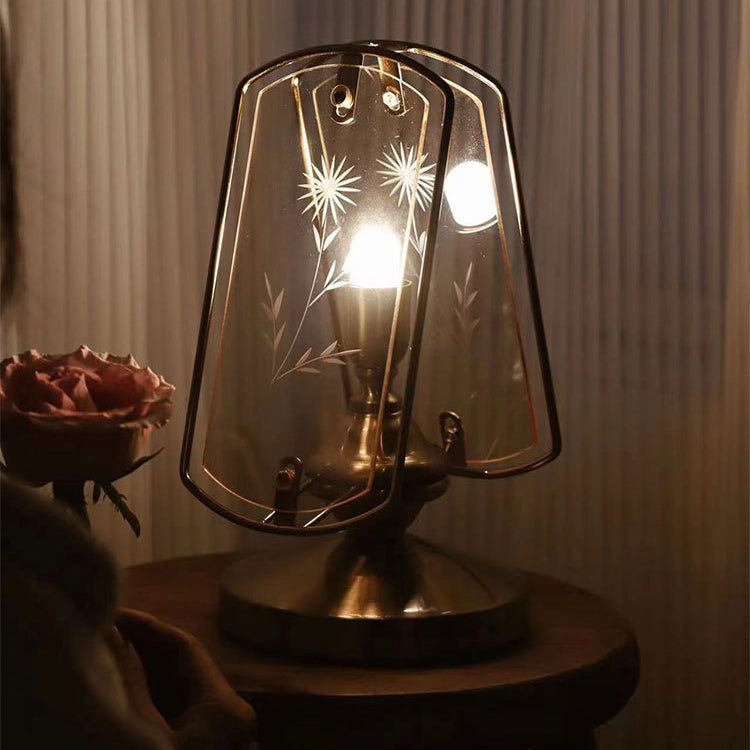 Traditional Vintage Screen Acrylic Iron 1-Light Table Lamp For Bedroom