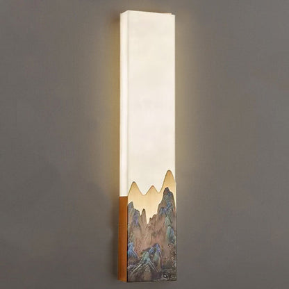 Traditional Chinese Marble All-Copper Rectangular LED Wall Sconce Lamp For Bedroom