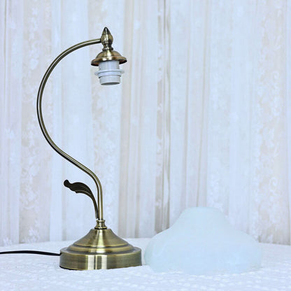 European Vintage Frosted Floral Glass Shade Metal Base 1-Light Table Lamp