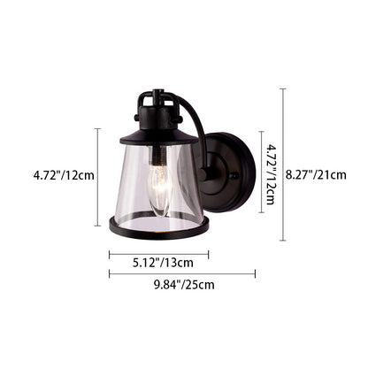 Contemporary Industrial Iron Glass Round Shade 1-Light Waterproof Wall Sconce Lamp For Hallway