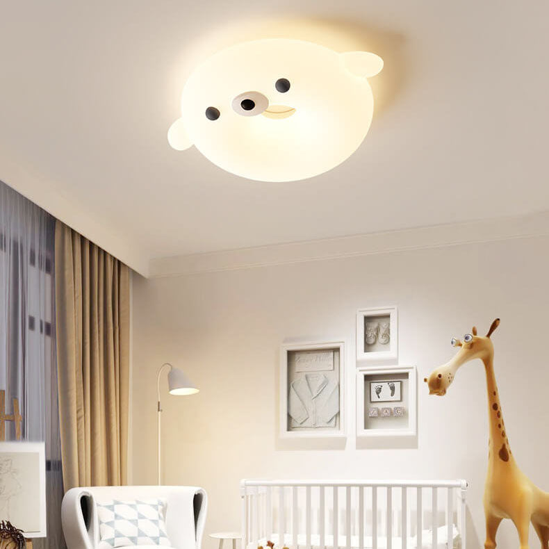 Adorable Cream Style Cartoon Seal LED Kids Flush Mount Ceiling Light
