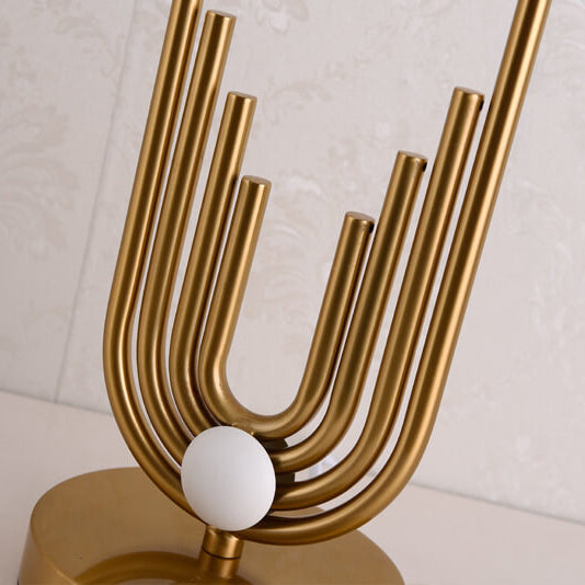 European Fabric Metal Ring Base 1-Light Table Lamp