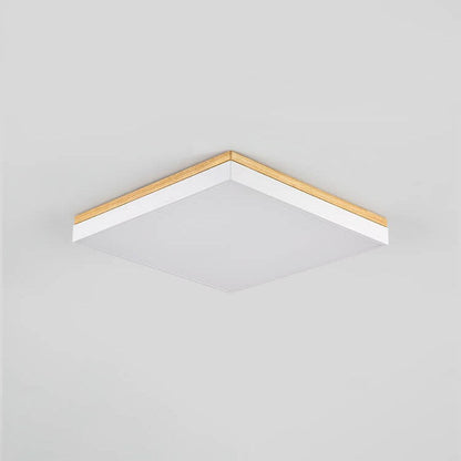Nordic Simple Solid Wood Square Rectangle LED Flush Mount Ceiling Light