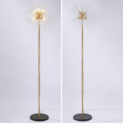 Modern Creative Dandelion Shade Crystal  Aluminum  Marble Base 8/9-Light Standing Floor Lamp
