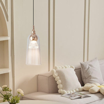Contemporary Nordic Gradient Acrylic Cup Shade Aluminum LED Pendant Light For Dining Room